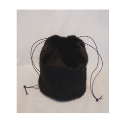 Eco fur drawstring bag - smooth 2枚目の画像