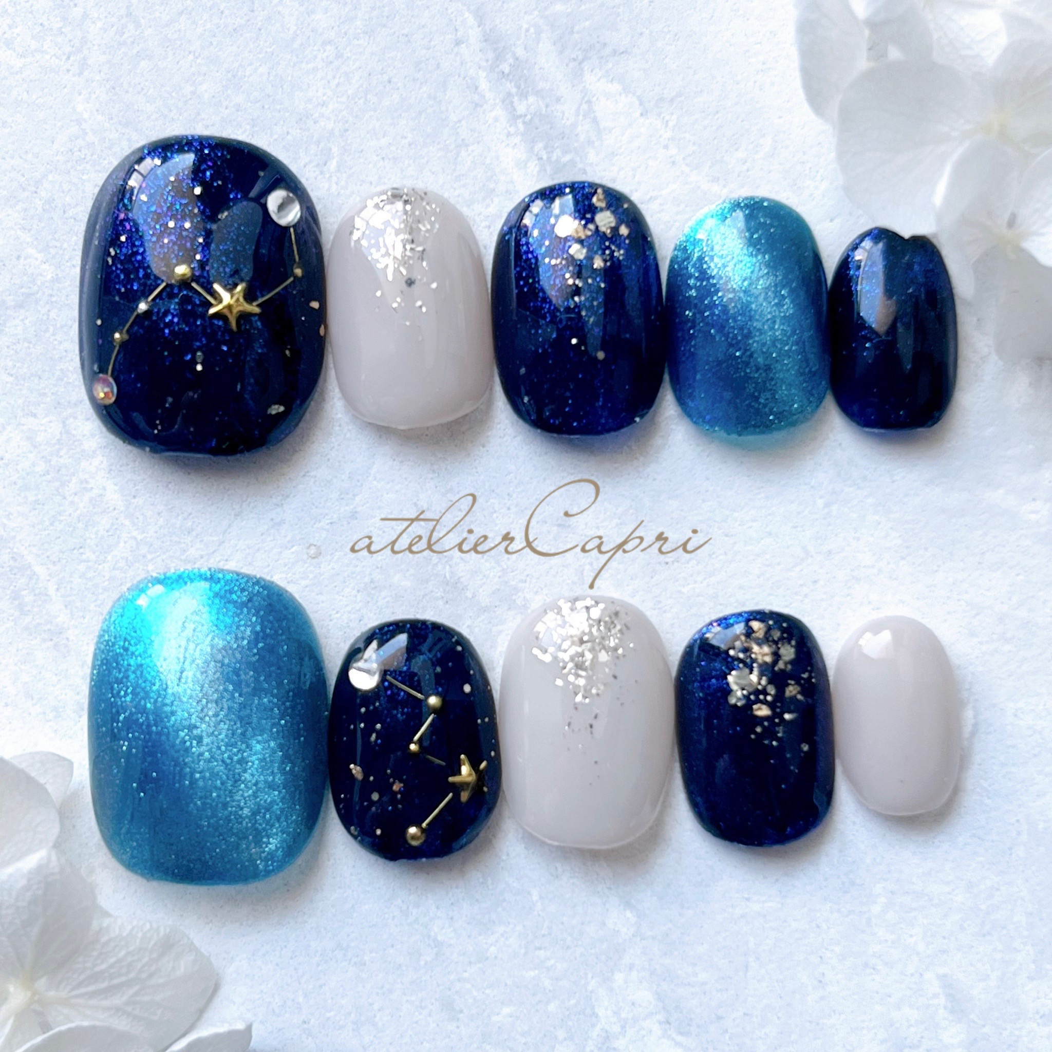北極星とカシオペアの星空ネイルチップ ネイルチップ（つけ爪