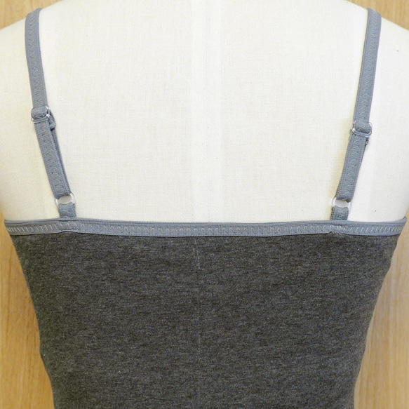 カップ付キャミソ－ル秋冬　オーガニックコットン　チャコールグレー杢 5枚目の画像