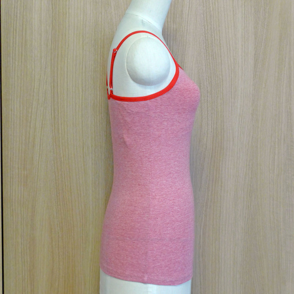 カップ付キャミソ－ル秋冬　オーガニックコットン　赤杢 3枚目の画像
