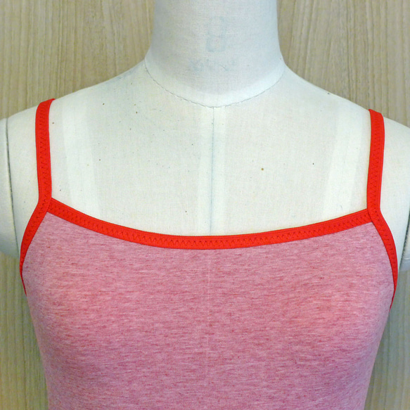 カップ付キャミソ－ル秋冬　オーガニックコットン　赤杢 5枚目の画像