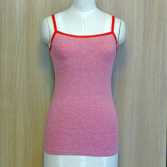 カップ付キャミソ－ル秋冬　オーガニックコットン　赤杢 2枚目の画像