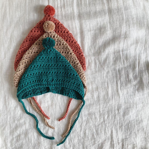 ポンポンとんがりボンネット＊オーダー受付中 帽子(ベビー・キッズ  