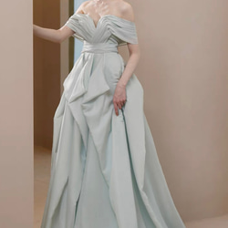 ma656 ガラスオーガンジー　カラーウェディングドレス 2枚目の画像