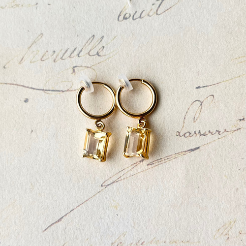 11月誕生石】宝石質シトリンのシンプルピアス/イヤリング ピアス  