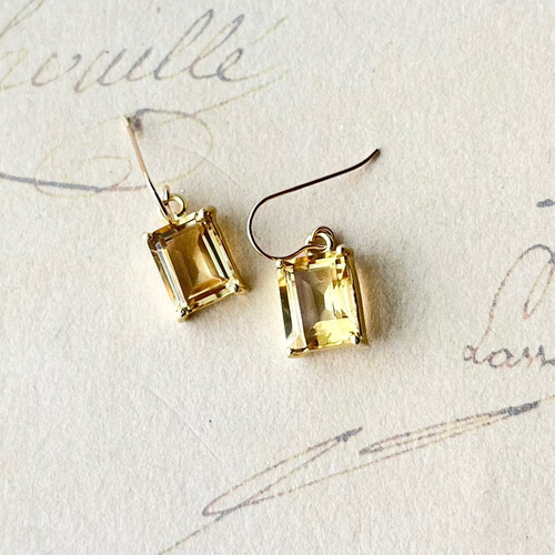11月誕生石】宝石質シトリンのシンプルピアス/イヤリング ピアス  
