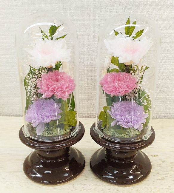 ガラスドーム一対仏花プリザーブドフラワーお手入れ不要 楽天市場】プリザーブドフラワー 仏花 ガラスドーム 一対 大きめ 仏花