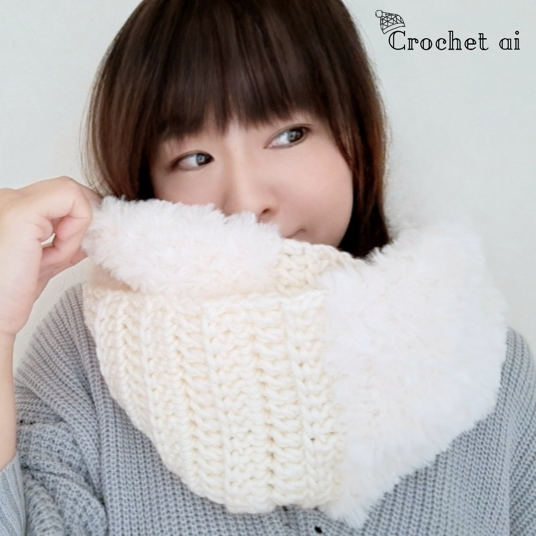 白妙の異素材mixボリュームスヌード【ミルキーホワイト】