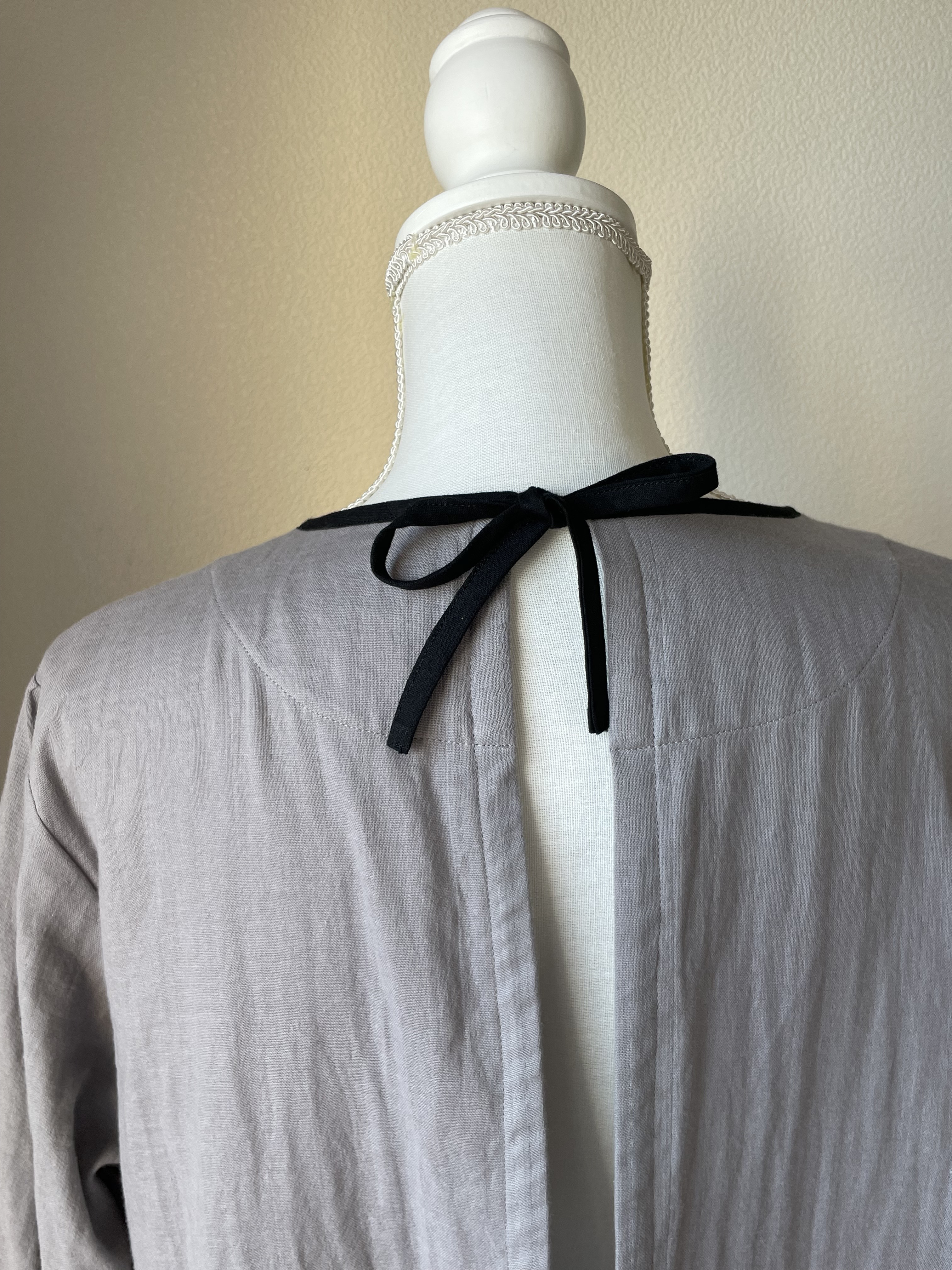 ダブルガーゼの割烹着（グレー）受注製作