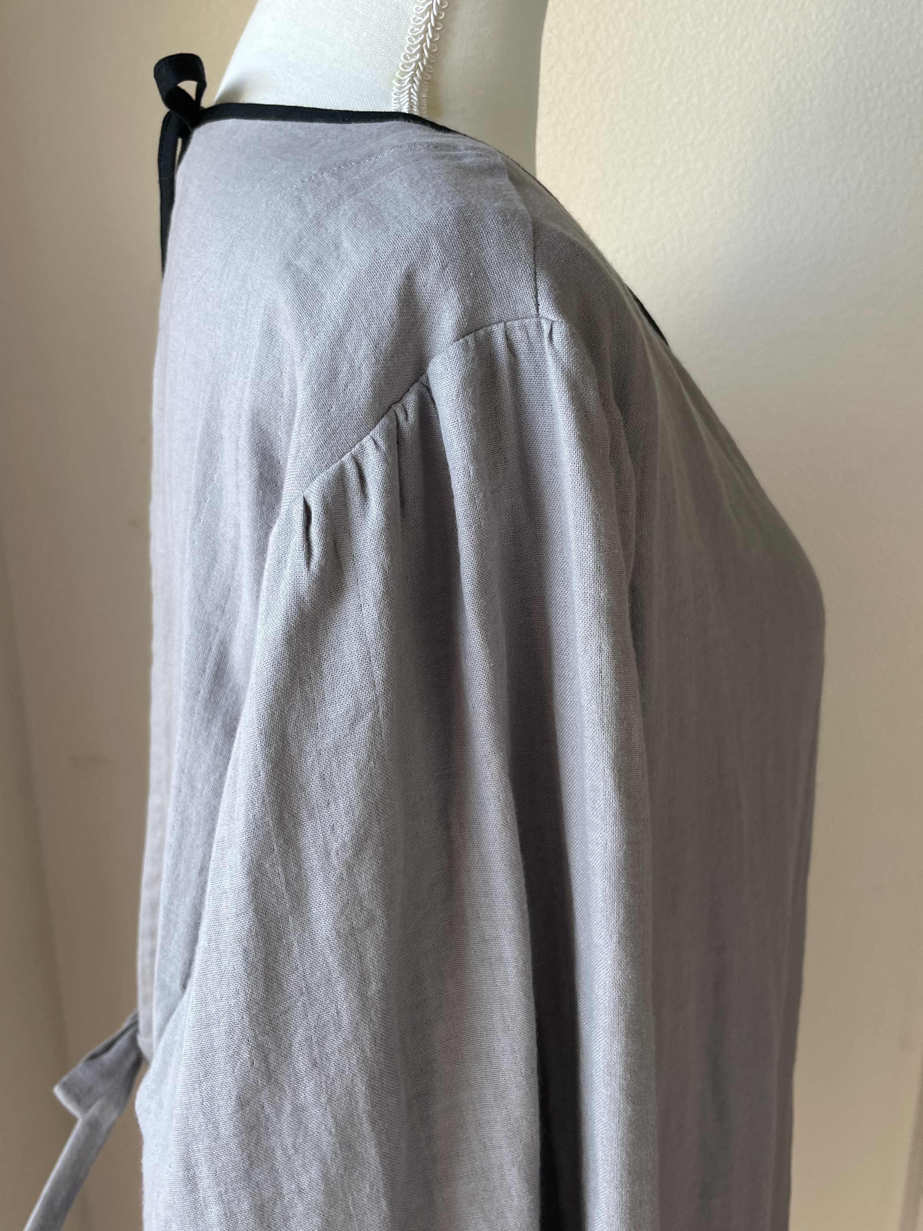 ダブルガーゼの割烹着（グレー）受注製作