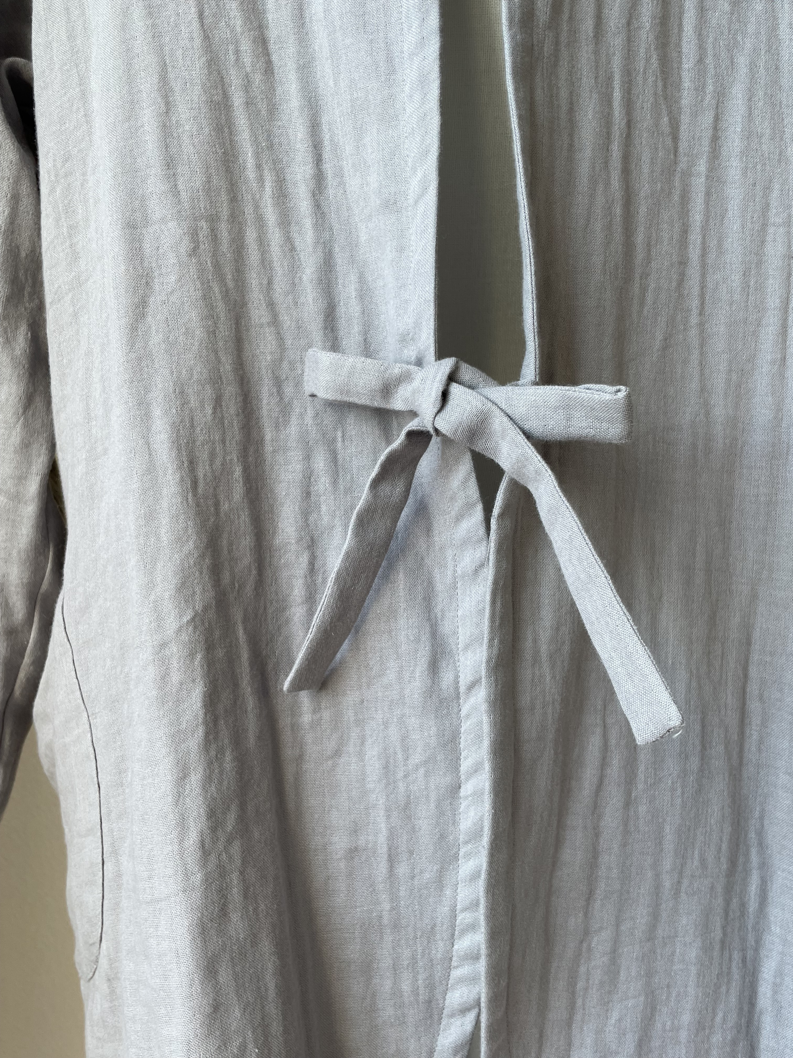 ダブルガーゼの割烹着（グレー）受注製作