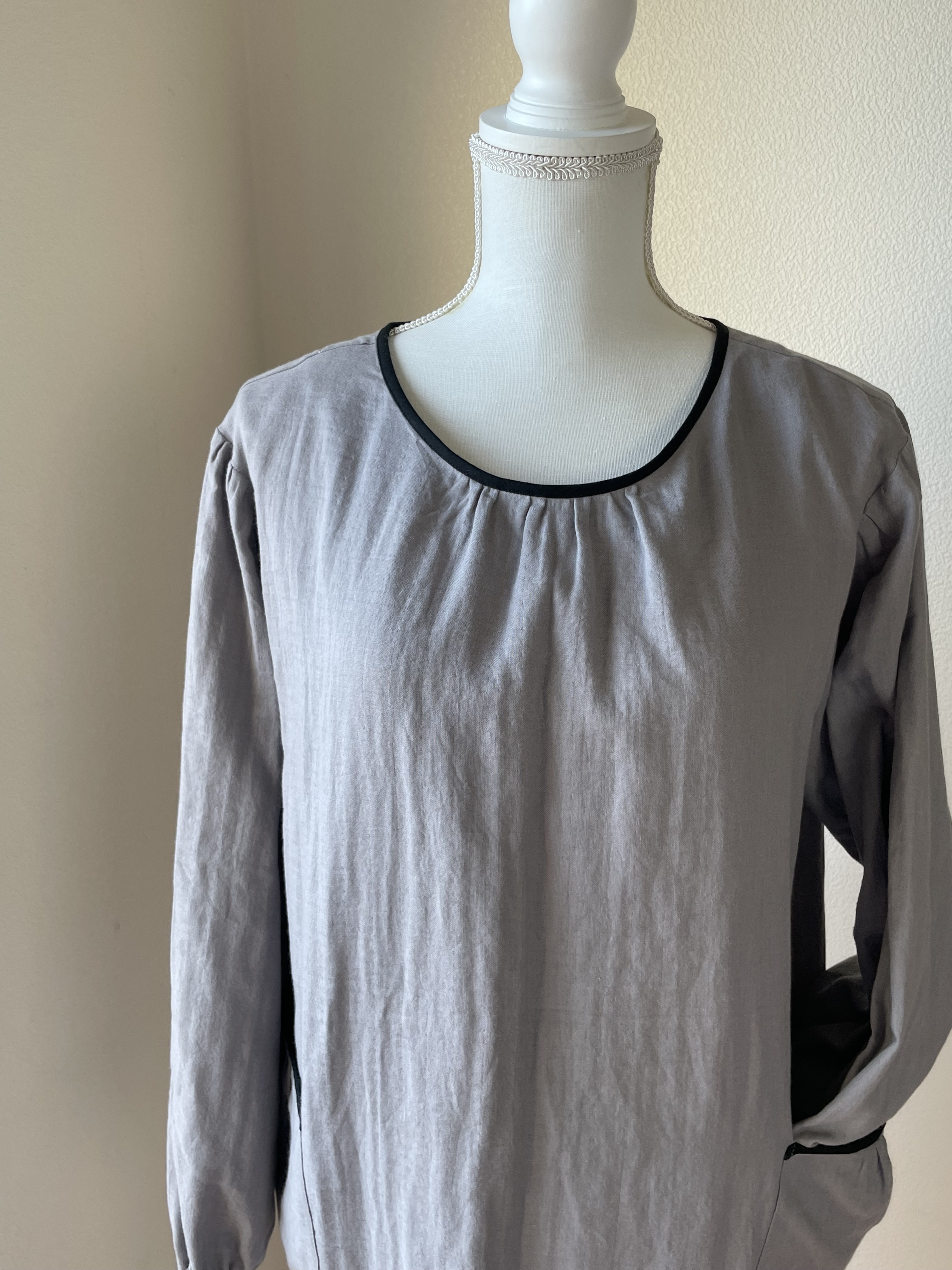 ダブルガーゼの割烹着（グレー）受注製作