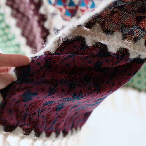 復刻再販】主役級マフラー！柄生地パッチワーク大判ストール