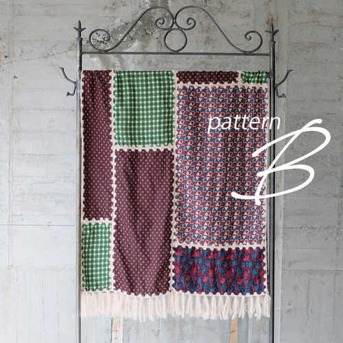 復刻再販】主役級マフラー！柄生地パッチワーク大判ストール（22w-18