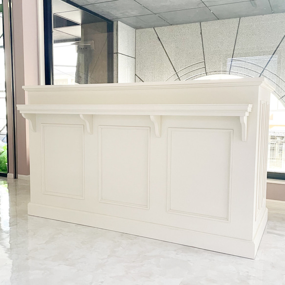 美容室 ネイルサロン コの字/L字カウンターレジ台 レセプションカウンター W1800クリーム オーダーメイド店舗什器 