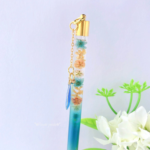 レア♡ダニエルチャーム付きシャーペン ゆらゆら揺れる海チャーム ハーバリウムシャーペン (レジン