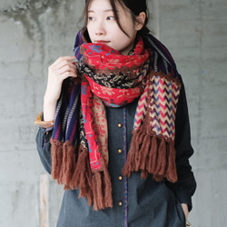 復刻再販】主役級マフラー！柄生地パッチワーク大判ストール