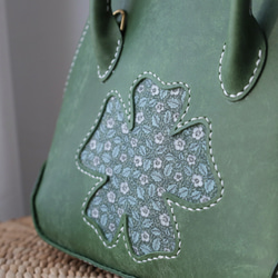 【花が咲き】貝殻形本革手作りトートバッグ 5枚目の画像
