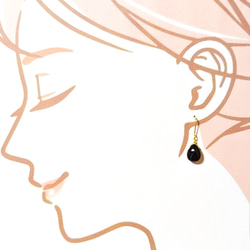 304＊14KGF＊希少石＊漆黒の水晶＊モリオン＊AAA＊黒水晶＊ひとつぶドロップのピアス 3枚目の画像