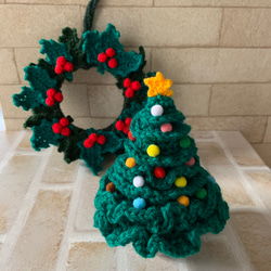 手編みのあったかクリスマスツリー 1枚目の画像