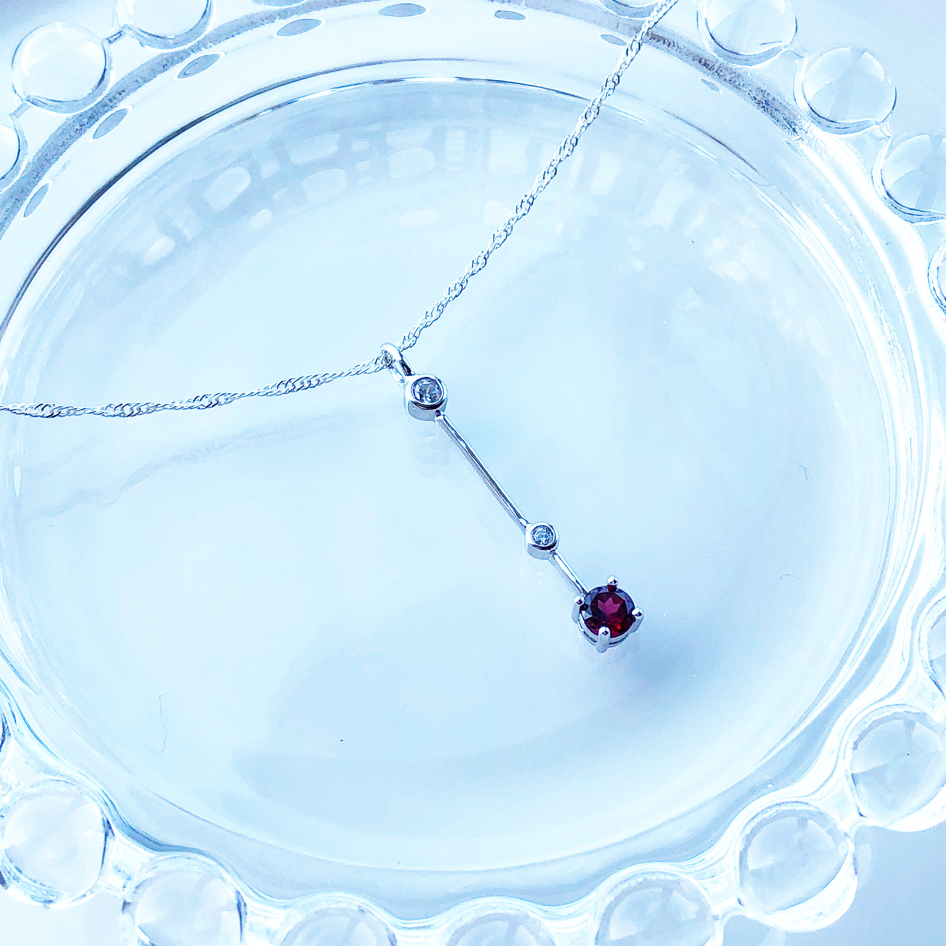 silver925 ロードライトガーネット〜ディープカラー☆*:.｡. ストレートラインネックレス【天然石ss サイズ】