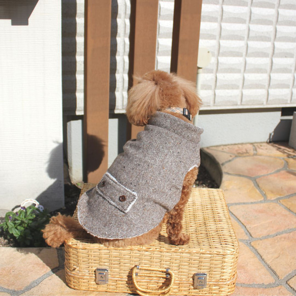 犬服　あったかボアベスト　ツイードでオシャレ　わんこ服　秋冬服　アウター 11枚目の画像