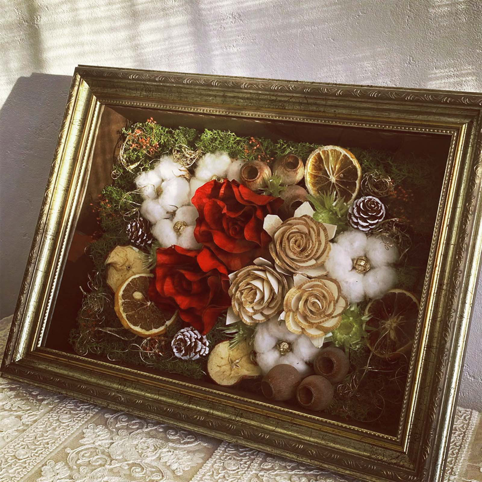 商談中　プリザーブドフラワーアレンジNo.191　クリスマスフレームアレンジ2