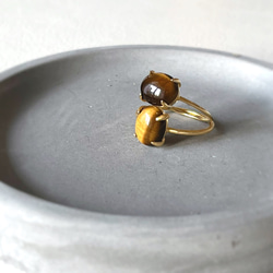 天然石 アフリカ産 イエロータイガーアイ 爪留めリング 指輪 silver925