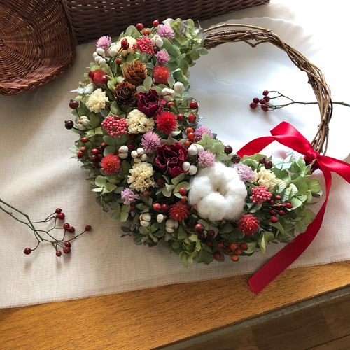 薔薇　ミモザ　ナチュラル　ドライフラワー　リース 5f151eb5bf671f960ff1b42c668294