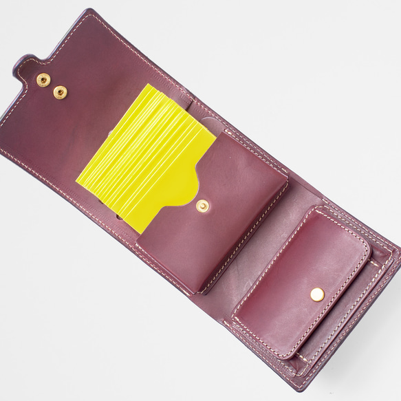 レザーくるみ財布/Color:Burgundy 5枚目の画像