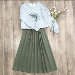 セージグリーン の 綺麗な コーデュロイ ギャザースカート 3枚目の画像