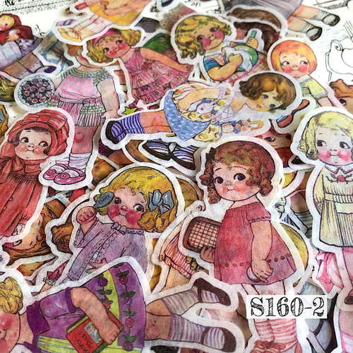 送料無料【S160-2 コラージュ素材】海外和紙シール トマトガール