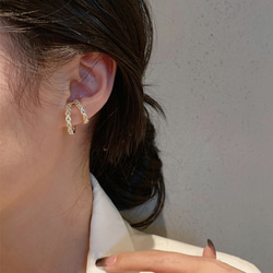 耳夾 18K 金金屬防過敏女單耳可堆疊耳夾 耳夾時尚工作 第6張的照片