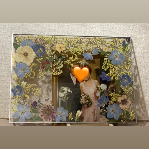 【新品・未使用】押し花　ドライフラワー　アート　額縁付き フラワーフレーム/アクリルフレーム/ドライフラワー/押し花/バラ