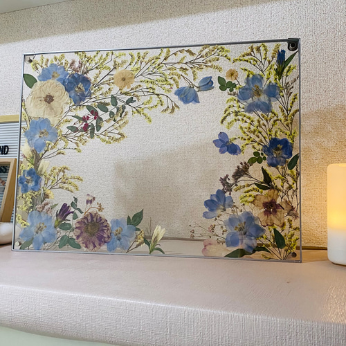 フラワーフレーム/アクリルフレーム/ドライフラワー/押し花/バラ