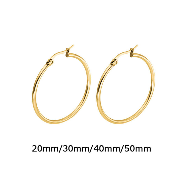 圈形耳環 18K 金屬過敏相容手術不鏽鋼 316L 女銀色金色粉紅簡約 第7張的照片
