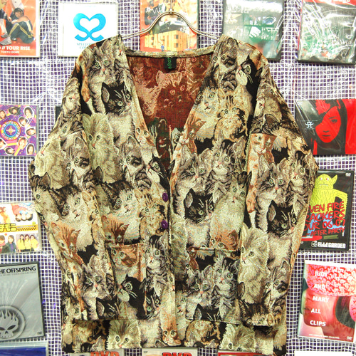 【NEW限定品】 猫柄ゴブラン織 カーディガンジャケット ジャケット Hand Made トップス