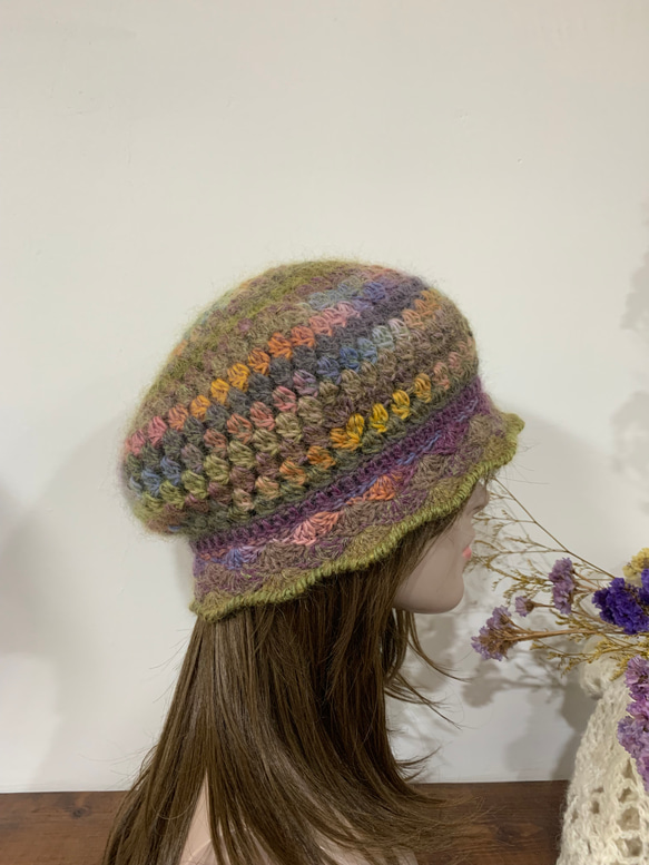 手工鉤針編織貝蕾帽。人氣款毛線帽。自然優雅大地色系 第2張的照片