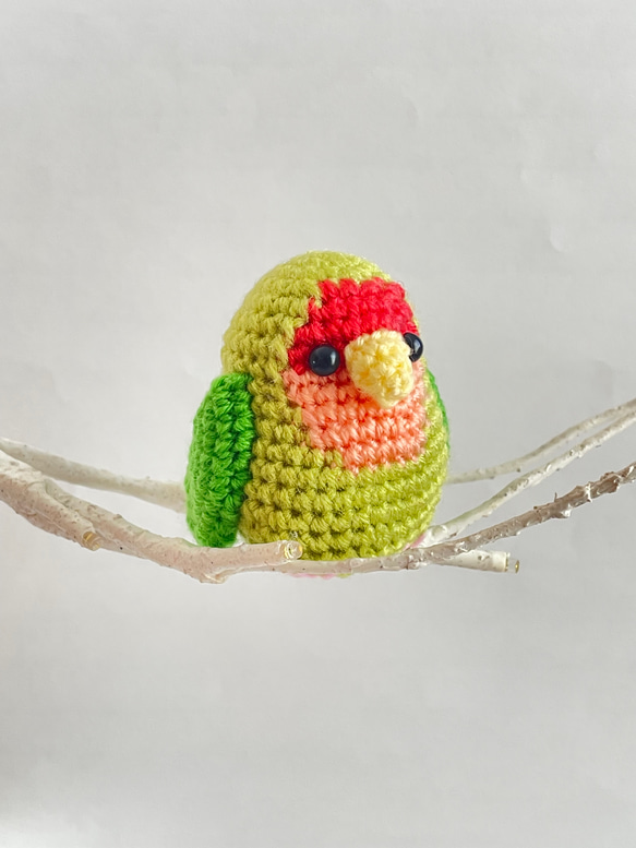 あみぐるみインコ　こざくら工房さま コザクラインコ（ノーマル）あみぐるみ：かわいい小鳥 あみぐるみ