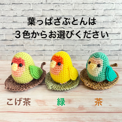 コザクラインコ（ノーマル）あみぐるみ：かわいい小鳥 9枚目の画像