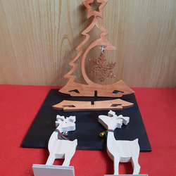 クリスマスツリー&トナカイ(けやき色) 4枚目の画像