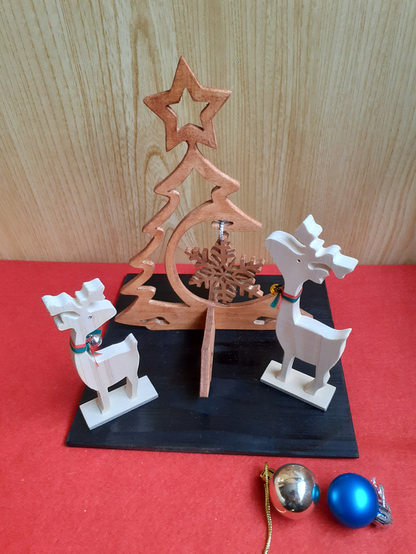 クリスマスツリー&トナカイ(けやき色) 3枚目の画像