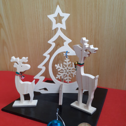 クリスマスツリー&トナカイ(木工アート) 2枚目の画像