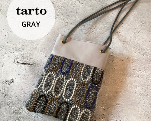 専用　ミナペルホネンハンドメイド　本革L字ポシェット ミナペルホネン【タルト】×本革 ハンドメイドスマホケース 全3色