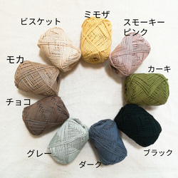 【持ち手の色が選べる】模様編みの麻のかごバッグ 2枚目の画像