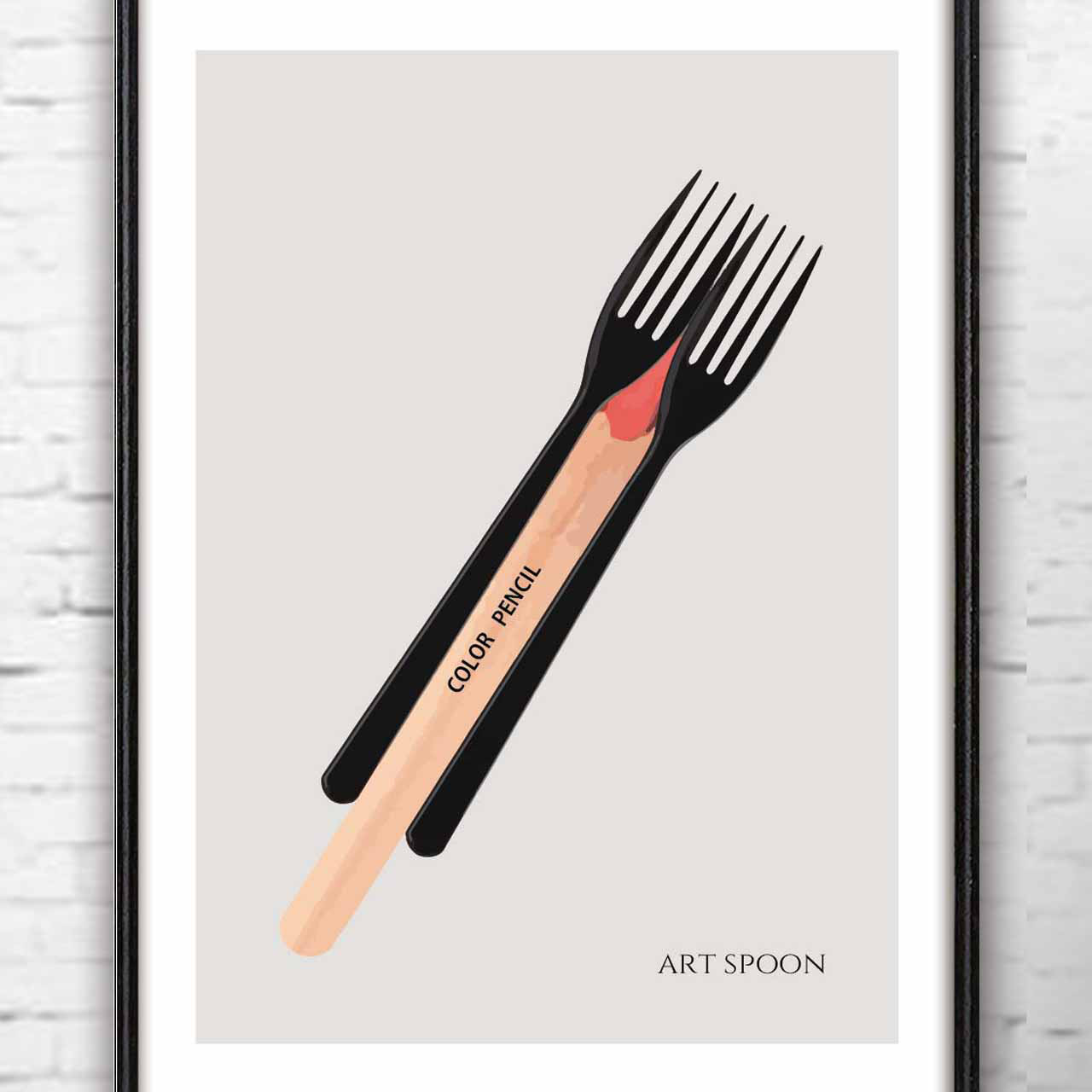 錯覚　鉛筆　フォーク　送料無料　ポップアート　アート  アートポスター　ポスター （アート/sei検索新着順）　800