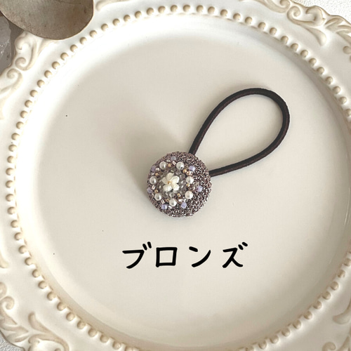 きらきら ビーズ ヘアゴム くるみボタン お花 ヘアゴム berry 通販  