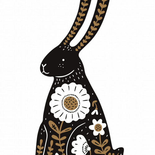 送料無料】A3・A4ポスター【北欧民話風のウサギ】抽象/アート