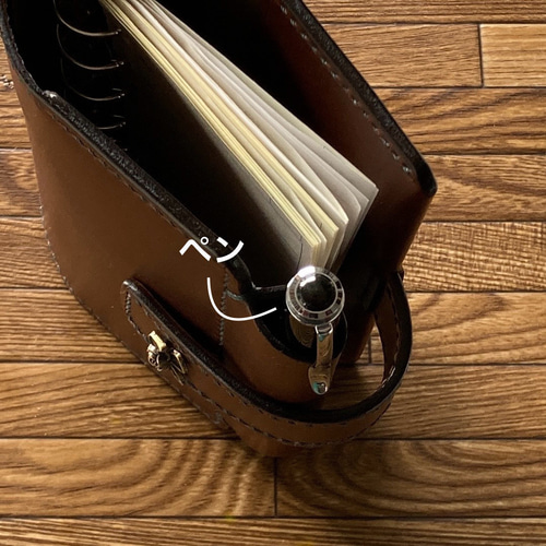 内径15or19【m6 焦茶oil 固定ﾍﾞﾙﾄ】ミニ6穴 筒状ペンホルダーの