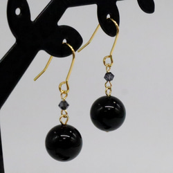 みっちゃん◆サイロメレーンデンドライト×モリオンピアス✧黒水晶 モリオン ピアス 黒水晶 両耳用 レディース 可愛い 天然石